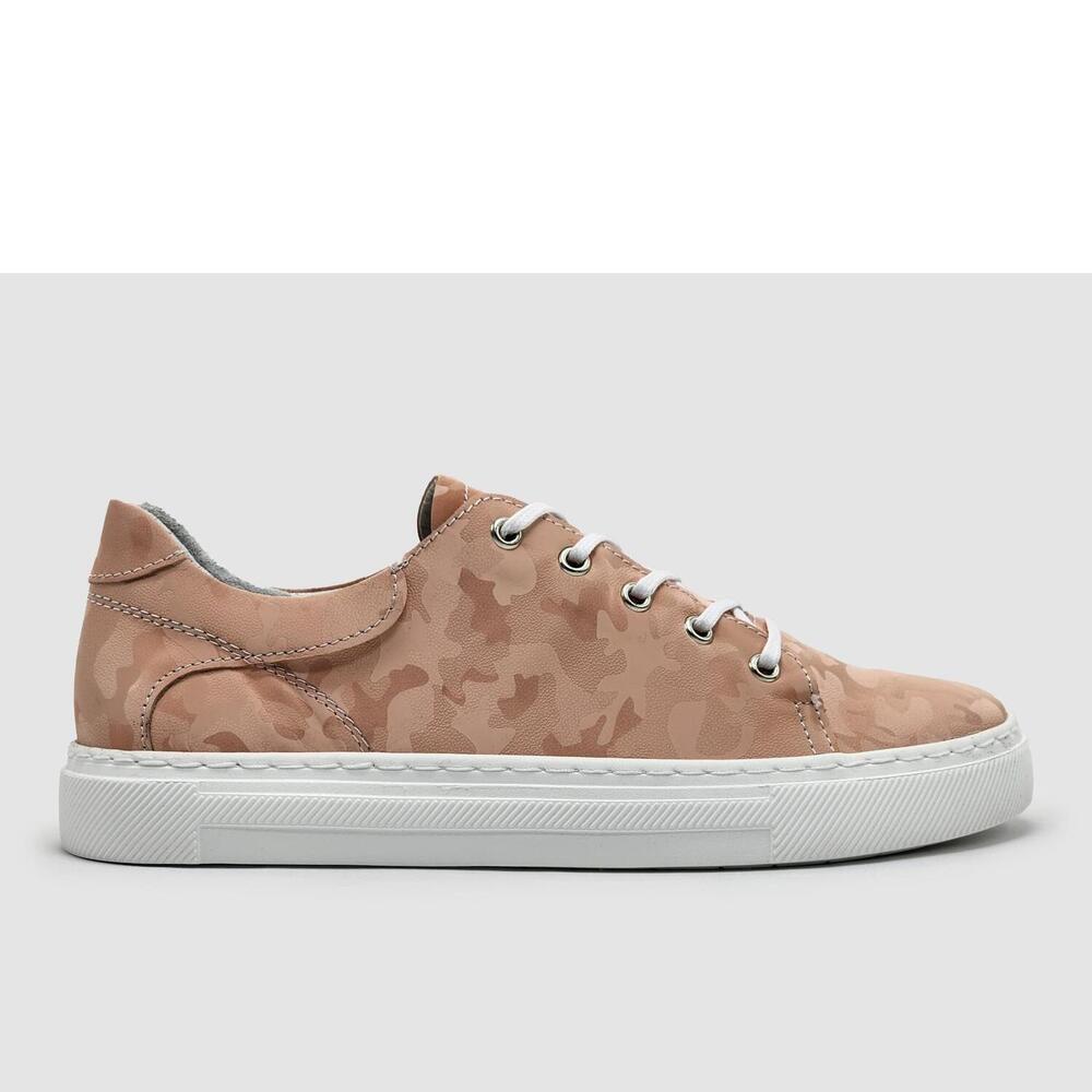 NEW KCR GROUP women's classic camo leather sneakers in pink